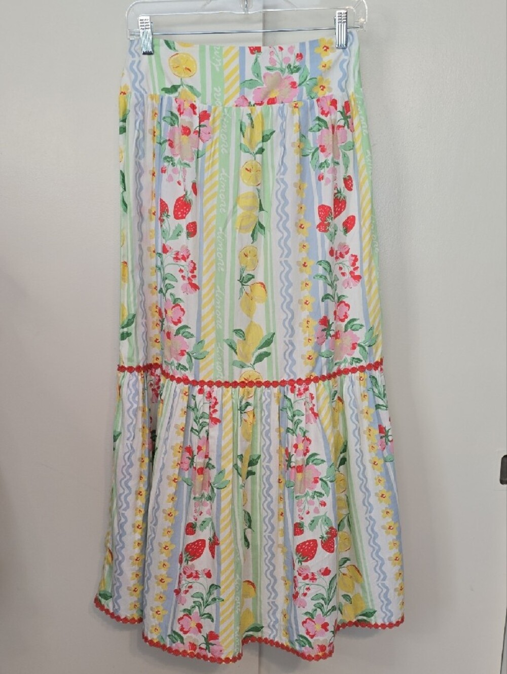 Japna White Floral Stripe Maxi Dress with Yellow & Pink Accents - Picture 5 of 10